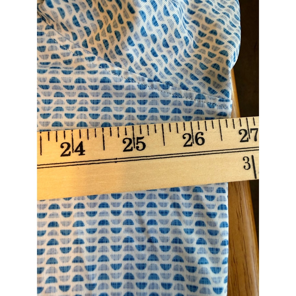 Johnnie-O Performance Polo Shirt Mens XL Blue White Geometric Print Golf UPF 50 - Picture 4 of 6